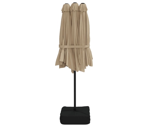 Sombrilla doble gris taupe 449x245 cm