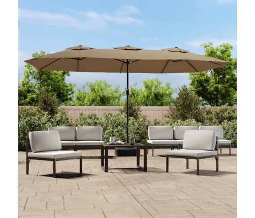 Sombrilla doble gris taupe 449x245 cm