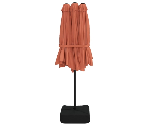Sombrilla de jardín doble color terracota 449x245 cm