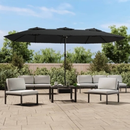 Sombrilla de jardín doble negro 449x245 cm