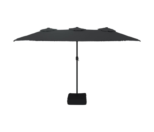 Sombrilla doble de jardín con luces LED negro 449x245 cm