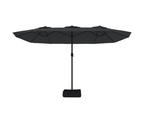Sombrilla doble de jardín con luces LED negro 449x245 cm