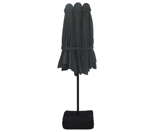 Sombrilla doble de jardín con luces LED negro 449x245 cm