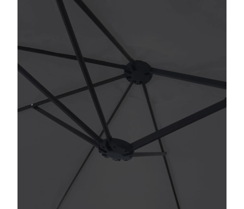 Sombrilla doble de jardín con luces LED negro 449x245 cm