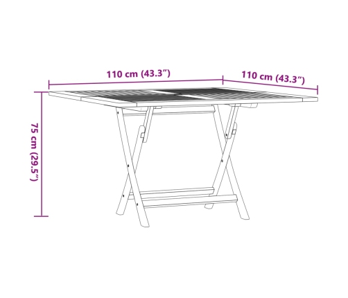 Mesa de jardín plegable madera maciza de teca 110x110x75 cm