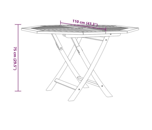 Mesa de jardín plegable madera maciza de teca 110x110x75 cm