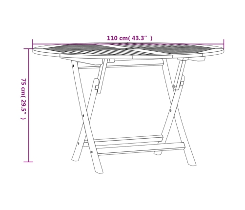 Mesa de jardín plegable madera maciza de teca Ø 110x75 cm