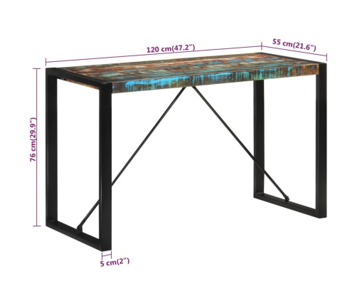 vidaXL Mesa de comedor madera maciza reciclada 120x55x76 cm