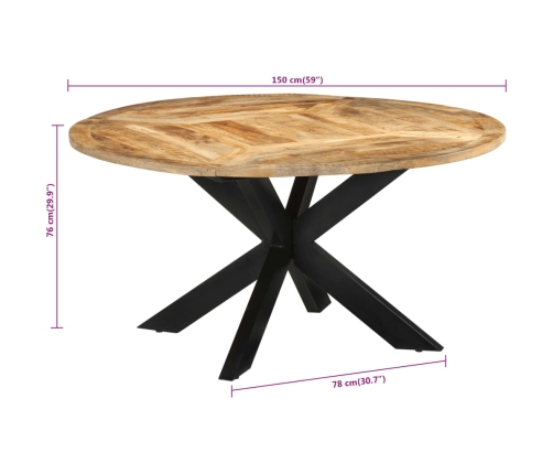 Mesa de comedor madera maciza de mango sin tratar Ø150x76 cm