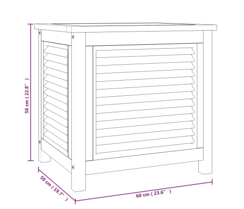 Caja de almacenaje de jardín con bolsa teca maciza 60x50x58 cm