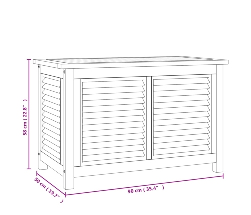 Caja de almacenaje de jardín con bolsa teca maciza 90x50x58 cm