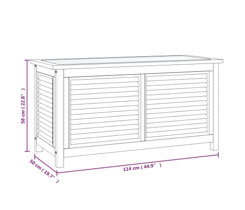 Caja de almacenaje de jardín con bolsa teca maciza 114x50x58 cm