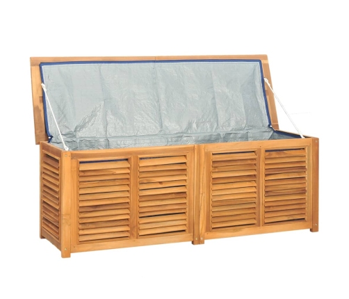 Caja de almacenaje de jardín con bolsa teca maciza 150x50x55 cm