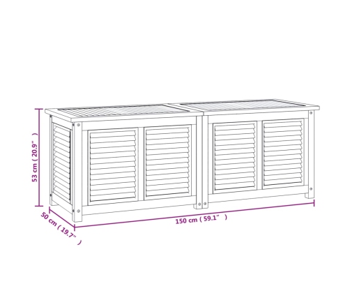 Caja de almacenaje de jardín con bolsa teca maciza 150x50x55 cm