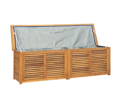 Caja de almacenaje de jardín con bolsa teca maciza 175x50x55 cm