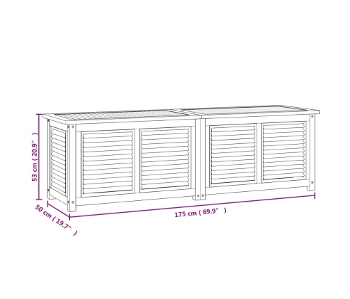 Caja de almacenaje de jardín con bolsa teca maciza 175x50x55 cm