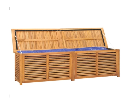 vidaXL Caja de almacenaje de jardín con bolsa teca maciza 200x50x53 cm