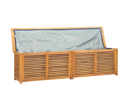 vidaXL Caja de almacenaje de jardín con bolsa teca maciza 200x50x53 cm