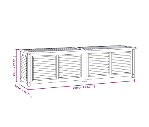 vidaXL Caja de almacenaje de jardín con bolsa teca maciza 200x50x53 cm