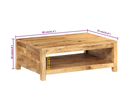 Mesa de centro de madera maciza mango 80x55x30 cm