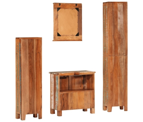 Conjunto de muebles de baño 4 piezas madera maciza reciclada