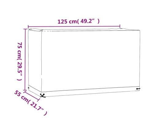 Funda para muebles de jardín 8 ojales rectangular 125x55x75 cm