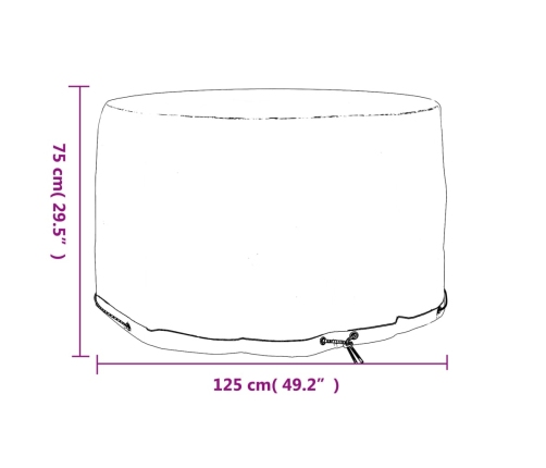 Fundas para muebles de jardín 6 ojales redonda Ø125x75 cm