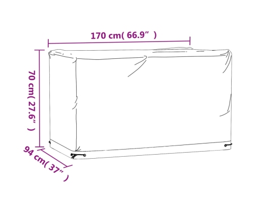 Funda para muebles de jardín 8 ojales rectangular 170x94x70 cm