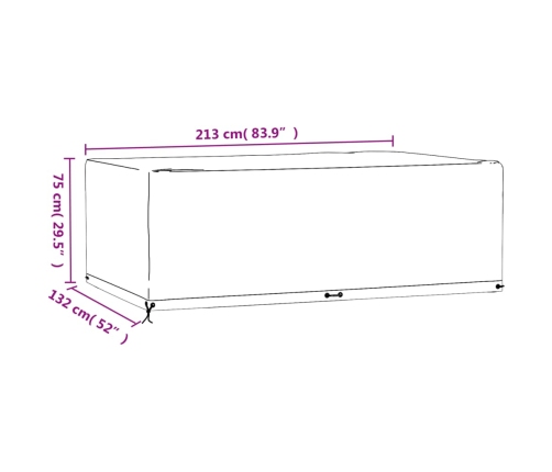 Funda para muebles de jardín 12 ojales rectangular 213x132x75cm