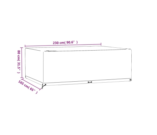 Funda para muebles de jardín 12 ojales rectangular 230x165x80cm