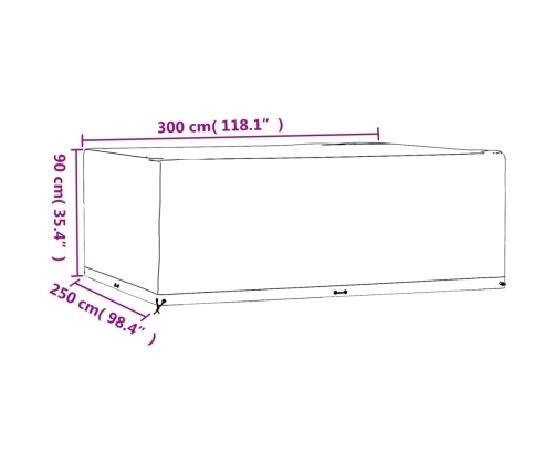 Funda para muebles de jardín 16 ojales rectangular 300x250x90cm