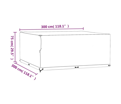 Funda para muebles de jardín 16 ojales cuadrada 300x300x75 cm