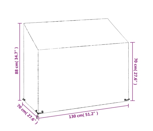 Funda para banco de jardín 8 ojales polietileno 130x70x70/88 cm