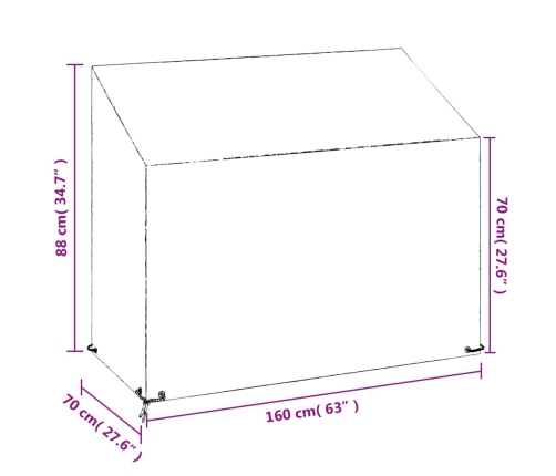 Funda para banco de jardín 8 ojales polietileno 160x70x70/88 cm