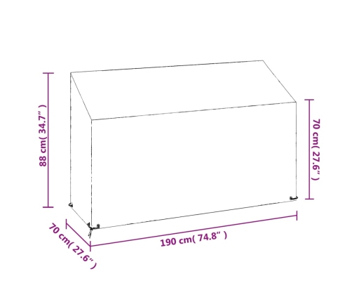 Funda para banco de jardín 8 ojales polietileno 190x70x70/88 cm