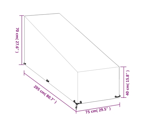 Funda para tumbona 12 ojales polietileno 205x75x40/70 cm