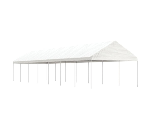 Cenador con techo polietileno blanco 15,61x4,08x3,22 m