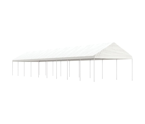 Cenador con techo polietileno blanco 20,07x4,08x3,22 m