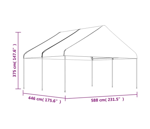 Cenador con techo polietileno blanco 4,46x5,88x3,75 m