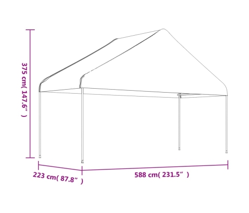 Cenador con techo polietileno blanco 6,69x5,88x3,75 m