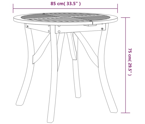 Mesa de jardín madera maciza de acacia Ø85 cm