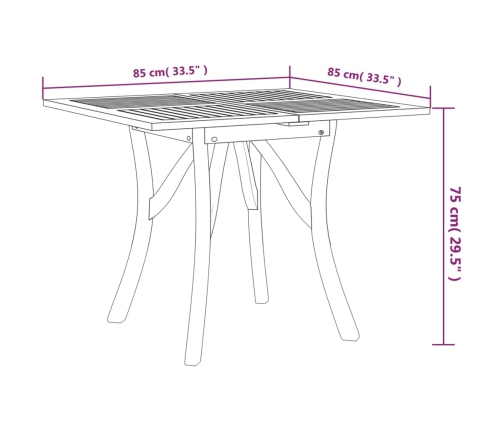 Mesa de jardín madera maciza de acacia 85x85x75 cm