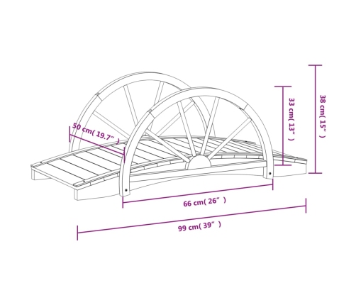 Puente de jardín con media rueda madera maciza abeto 99x50x38cm