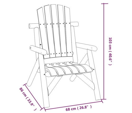 Silla de jardín madera maciza de abeto 68x86x103