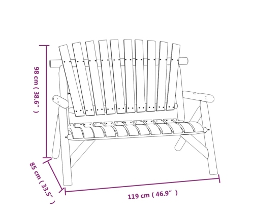 Banco de jardín de 2 plazas madera maciza abeto 119x85x98 cm