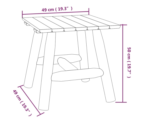 Mesa auxiliar madera maciza abeto 49x49x50 cm