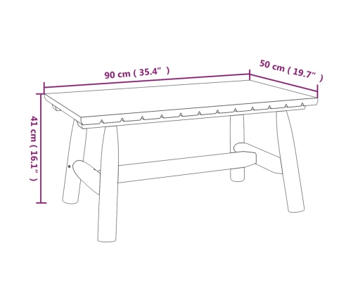 Mesa de centro de madera maciza de abeto 90x50x41 cm