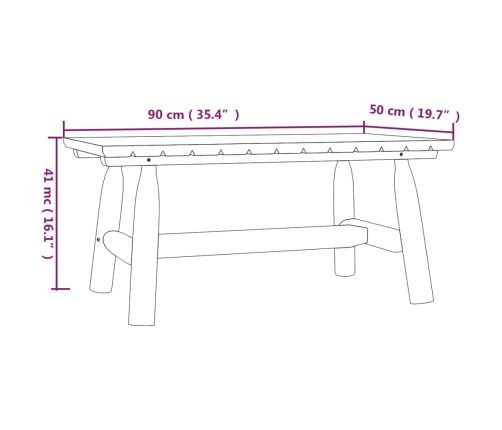 Mesa de centro de madera maciza de abeto 90x50x41 cm