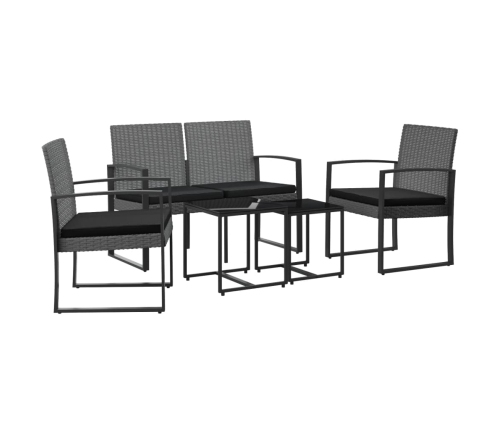 Set comedor jardín 5 pzas cojines PP aspecto ratán gris oscuro