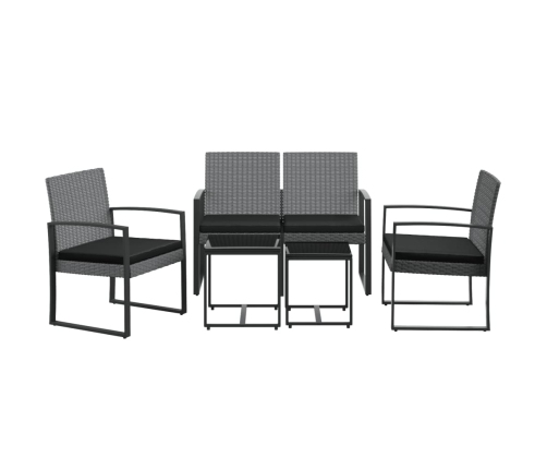 Set comedor jardín 5 pzas cojines PP aspecto ratán gris oscuro